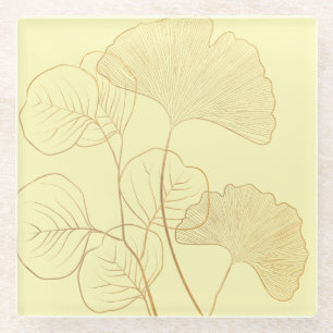 Moderne Gouden Gingko Bladeren Glazen Onderzetter