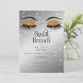 Moderne Gouden Glam Ogen Bruids Brunch Kaart (Staand voorkant)