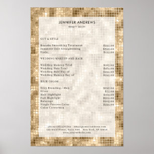 Moderne, gouden glam salon prijslijst Poster