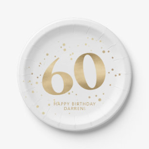 Moderne Gouden Glitter 60e Zestigste Verjaardag Papieren Bordje