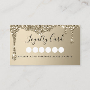 Moderne Gouden Glitter Drop Salon & Spa Loyaliteit Visitekaartje
