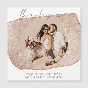 Moderne Gouden Glitter Foto Huwelijk Bedankt Magne