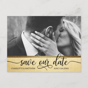 Moderne Gouden Glitter Huwelijk SAVE OUR DATE w /  Aankondigingskaart