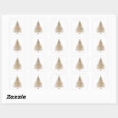 Moderne Gouden Glitter Kerstboom Vierkante Sticker (Vel)