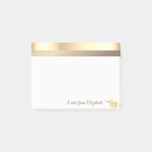 Moderne Gouden Glitter Olifant -Persoonlijk Post-it® Notes (Voorkant)