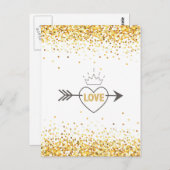 Moderne Gouden Glitter & Pijl Echt Hart Briefkaart (Voorkant / Achterkant)