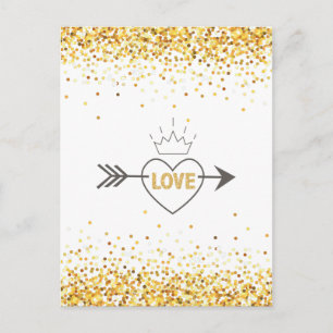 Moderne Gouden Glitter & Pijl Echt Hart Briefkaart