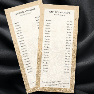 Moderne Gouden Glitter Salon Prijslijst Rack Card Reclamekaart