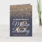 Moderne Gouden Glitter Sparkles Navy Blue Wedding Programma (Voorkant)