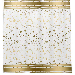 Moderne Gouden Glitter Splatter En Strepen Douchegordijn