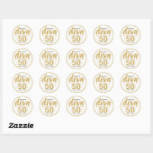 Moderne gouden glitter text-Diva is 50 Happy Birth Ronde Sticker (Vel)