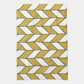 Moderne gouden glitter visgraat chevron patroon theedoek (Verticaal)