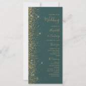 Moderne gouden glitters donkergroene trouwprogramm (Voorkant)