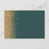 Moderne gouden glitters donkergroene trouwreceptie informatiekaartje (Achterkant)