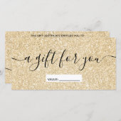 Moderne gouden glittertjes chic cadeaubon (Voorkant / Achterkant)