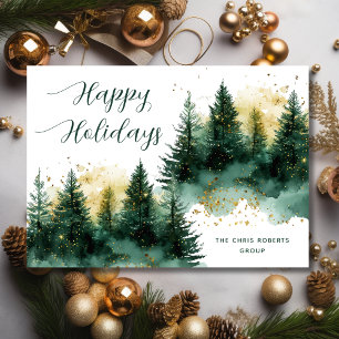 Moderne Gouden Groene Zakelijke Kerstkaart