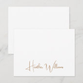 Moderne gouden handgeschreven script naam notitiekaartje (Voorkant / Achterkant)