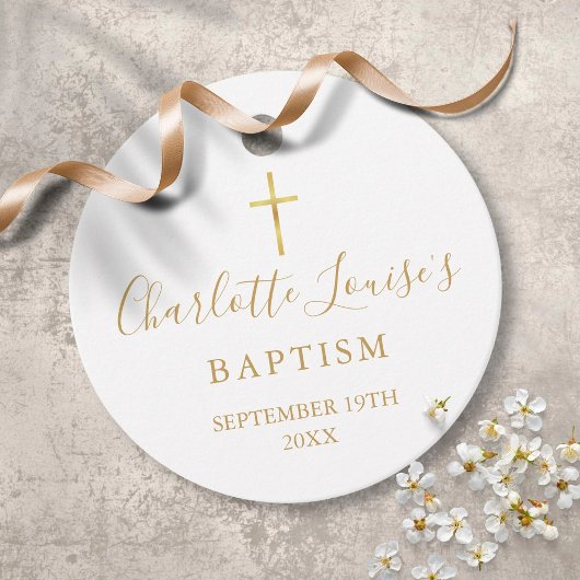 Moderne Gouden Handtekening Doop Christening Bedankjes Labels