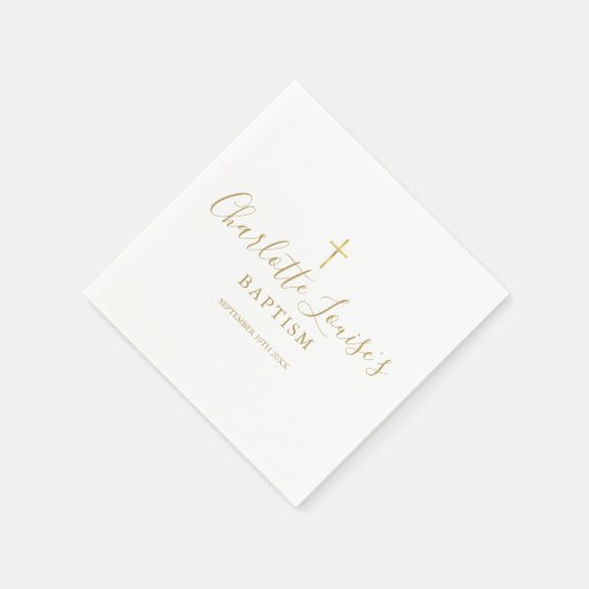 Moderne Gouden Handtekening Doop Christening Servet (Hoek)