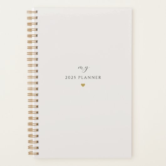 Moderne Gouden Hart Aangepaste Naam en Jaar 2024 Planner (Voorkant)