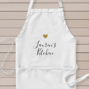 Moderne gouden hart gepersonaliseerde naam keuken  standaard schort