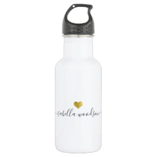 Moderne gouden hart scriptnaam waterfles
