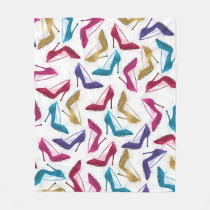 Moderne gouden hoge hakken Waterverf Fleece Deken