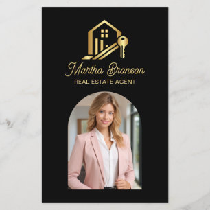 Moderne Gouden Huissleutel Vastgoedmakelaar Flyer