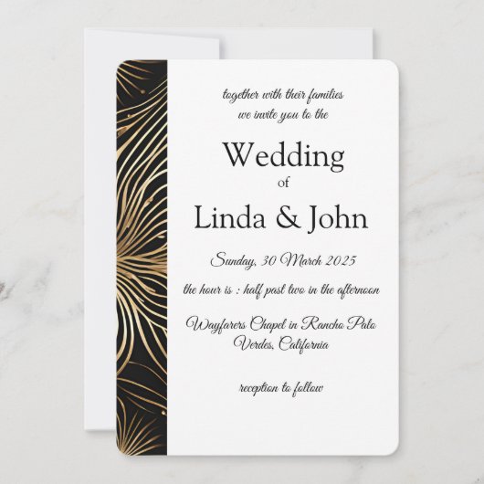 Moderne gouden inzetstukken bruiloft uitnodiging (Voorkant)