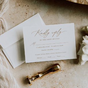 Moderne Gouden Kalligrafie Bruiloft Menu RSVP-kaar