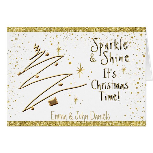 Moderne, gouden kerst (Voorkant Horizontaal)