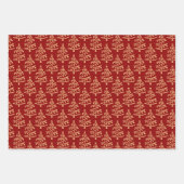 Moderne gouden kerstboompatronen inpakpapier vel (Voorkant 3)