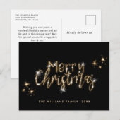 Moderne Gouden Kerstmis Groet Vakantie Briefkaart (Voorkant / Achterkant)