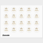 Moderne gouden kerstmis, mistletoe white ronde sticker (Vel)