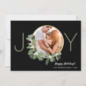 Moderne gouden krans vreugde kerstfoto kaart (Voorkant)