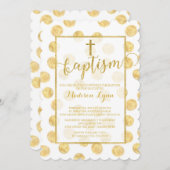 Moderne Gouden Kruis Doop Uitnodiging (Voorkant / Achterkant)