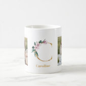 Moderne gouden letter C bloem | Twee foto-monogram Koffiemok (Center)