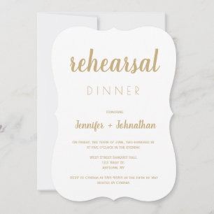 Moderne gouden letters repetitie diner uitnodiging