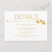 Moderne gouden lijn en tak met bruiloft bladeren informatiekaartje (Voorkant)