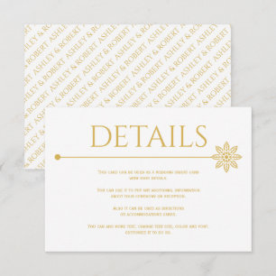 Moderne gouden lijn met bloem en punt bruiloft informatiekaartje