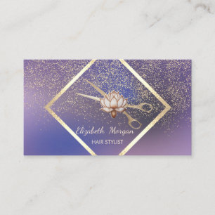 Moderne gouden lijst,Confetti,Schaar Lotus Paars Visitekaartje
