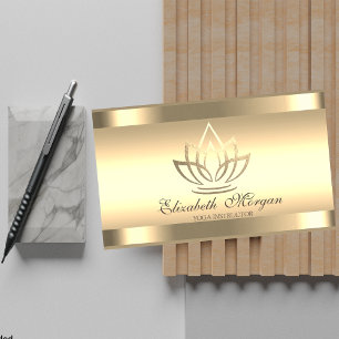 Moderne Gouden Lotus Gouden Strepen Yoga-instructe Visitekaartje