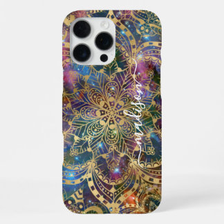 Moderne Gouden Mandala Blauwe Paarse Nevel Aangepa iPhone 16 Pro Max Hoesje