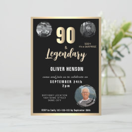 Moderne Gouden Metallic Verrassing 90e Verjaardag Kaart