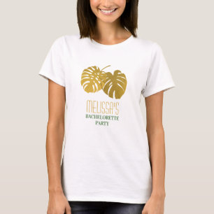 Moderne Gouden Monstera Bladeren Bachelorette Fees T-shirt