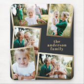 Moderne gouden multi-fotofamiliekaart muismat (Voorkant)
