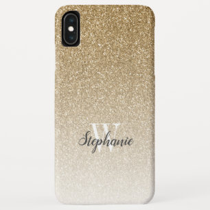 Moderne Gouden Ombre Nep Glitter Monogram iPhone XS Max Hoesje