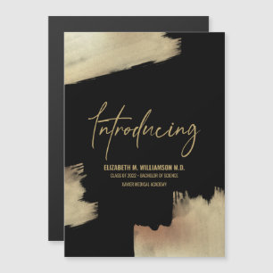 Moderne gouden penseelstreken van het Afstudeerder Magnetische Uitnodiging