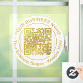 Moderne gouden QR-code bedrijfsnaam slogan rond Raamsticker (Huis)