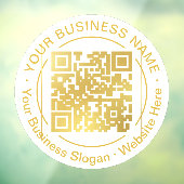Moderne gouden QR-code bedrijfsnaam slogan rond Raamsticker (Vel 3)